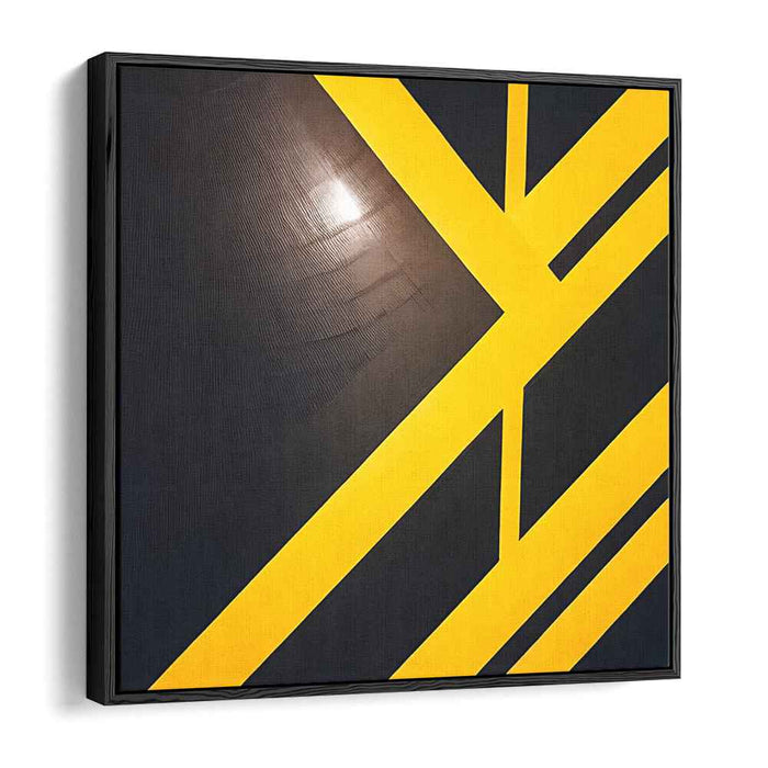 Intersecting Dynamics: Bold Yellow and Black Geometric Canvas Art