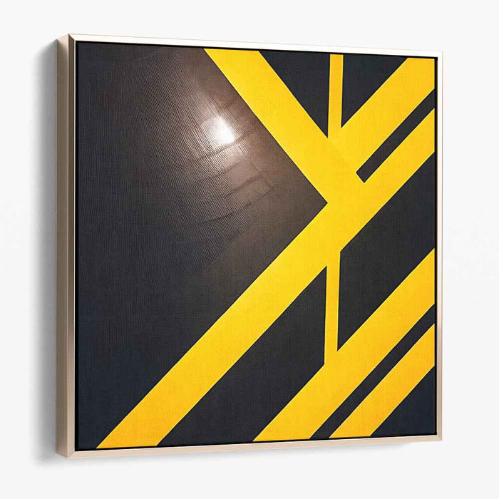 Intersecting Dynamics: Bold Yellow and Black Geometric Canvas Art