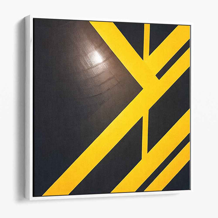 Intersecting Dynamics: Bold Yellow and Black Geometric Canvas Art