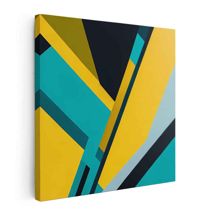 Sunburst Dreams in Turquoise: Bold Yellow and Teal Canvas Art Print