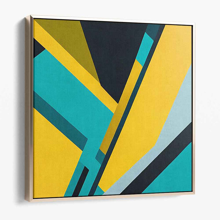 Sunburst Dreams in Turquoise: Bold Yellow and Teal Canvas Art Print