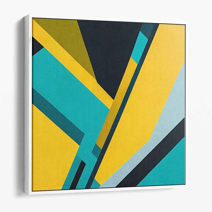 Sunburst Dreams in Turquoise: Bold Yellow and Teal Canvas Art Print