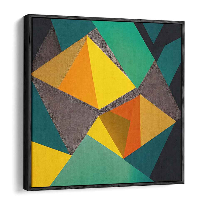 Prismatic Polygon Parade: Vibrant Abstract Canvas with Bold Triangles