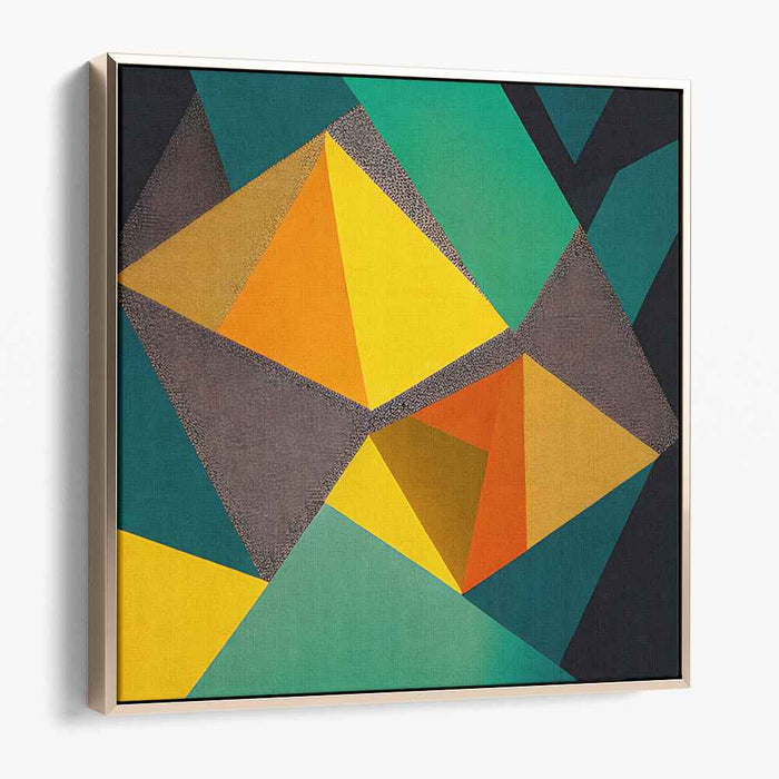Prismatic Polygon Parade: Vibrant Abstract Canvas with Bold Triangles