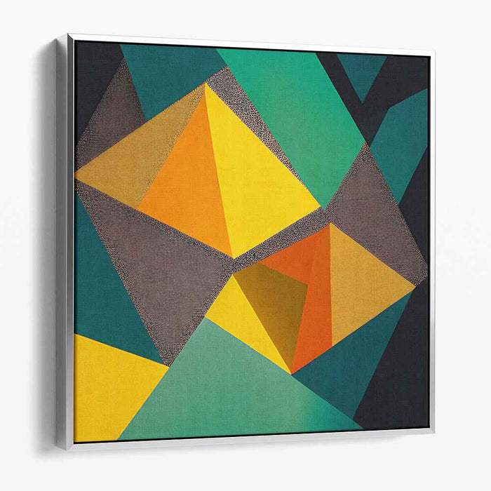 Prismatic Polygon Parade: Vibrant Abstract Canvas with Bold Triangles