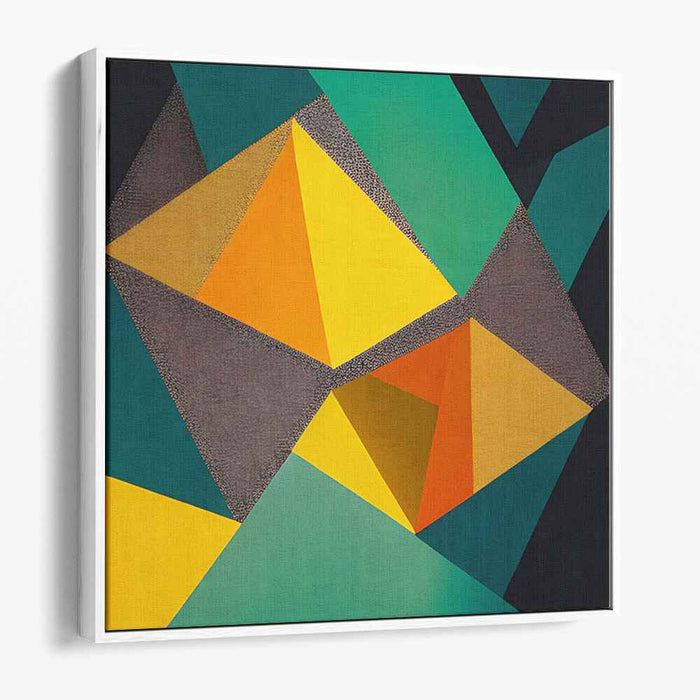 Prismatic Polygon Parade: Vibrant Abstract Canvas with Bold Triangles