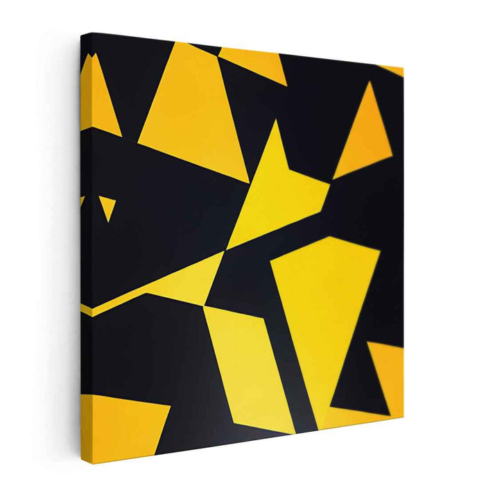 Electric Sunburst Dance: Bold Yellow and Black Abstract Canvas Art