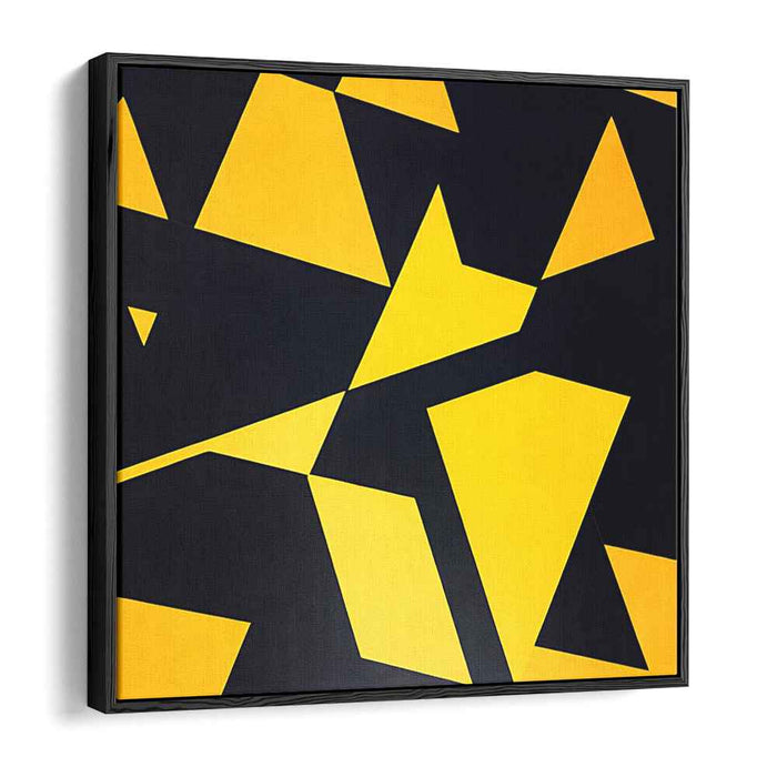 Electric Sunburst Dance: Bold Yellow and Black Abstract Canvas Art