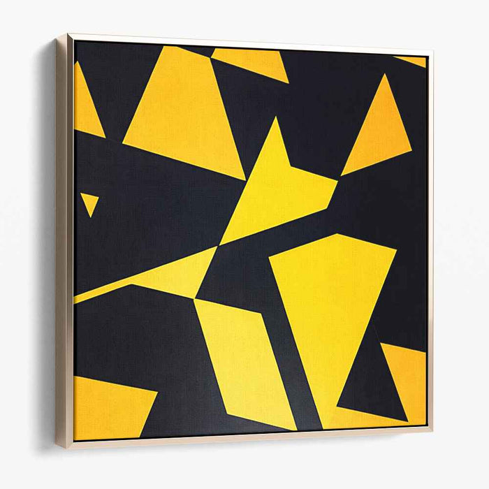 Electric Sunburst Dance: Bold Yellow and Black Abstract Canvas Art