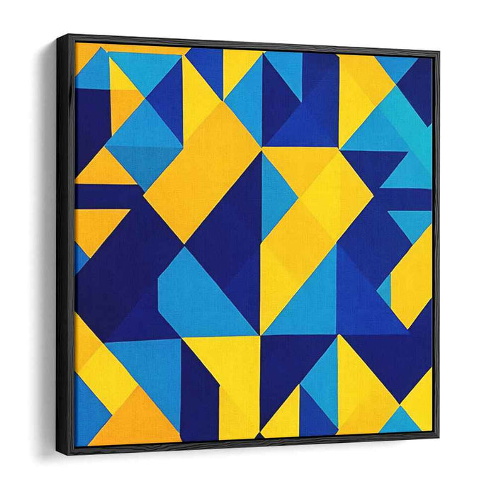 Angular Echoes Dance Abstractly: Modernist Triangular Symphony in Blue and Yellow