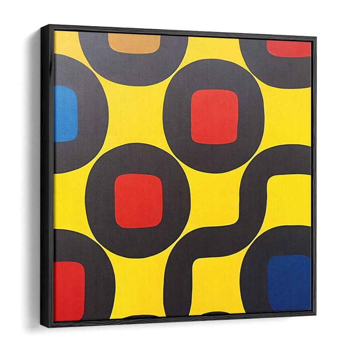 Lemonade Mirage Symphony: Modernist Yellow Canvas Art with Bold Geometric Shapes