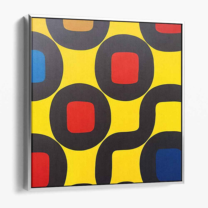 Lemonade Mirage Symphony: Modernist Yellow Canvas Art with Bold Geometric Shapes