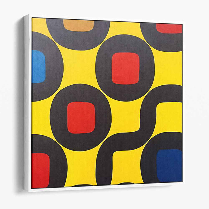 Lemonade Mirage Symphony: Modernist Yellow Canvas Art with Bold Geometric Shapes