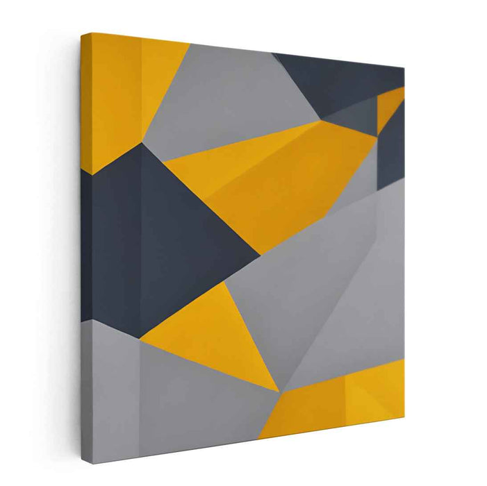 Chromatic Echoes Dance Across: Yellow, Gray, and Navy Abstract Canvas Art Print