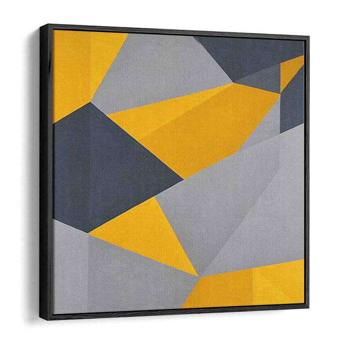 Chromatic Echoes Dance Across: Yellow, Gray, and Navy Abstract Canvas Art Print