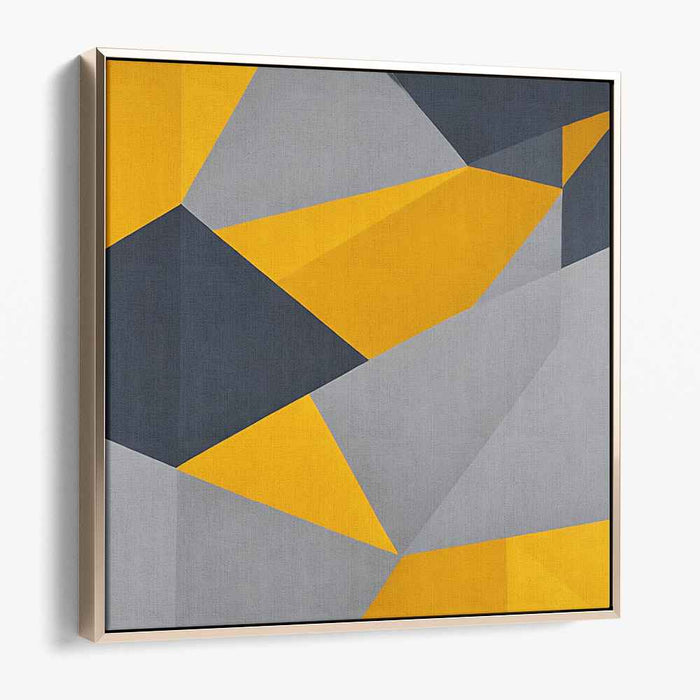 Chromatic Echoes Dance Across: Yellow, Gray, and Navy Abstract Canvas Art Print