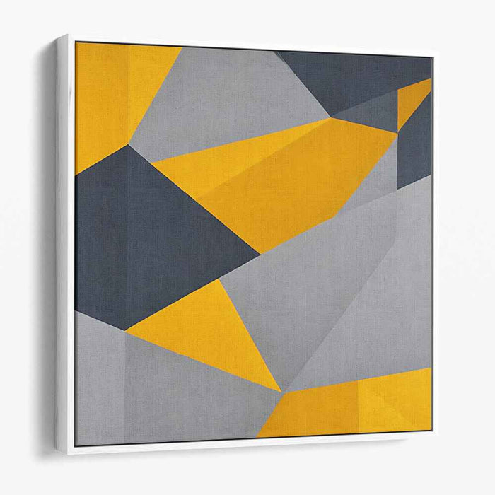 Chromatic Echoes Dance Across: Yellow, Gray, and Navy Abstract Canvas Art Print