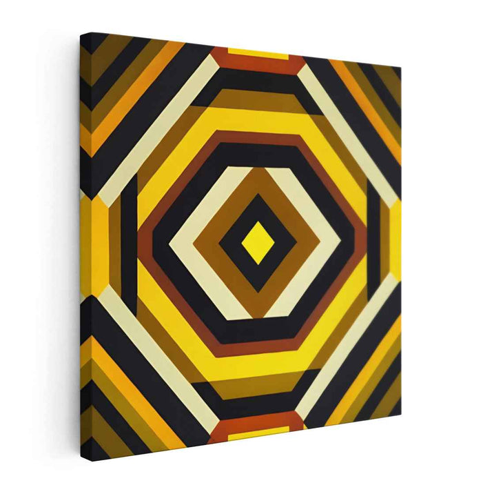 Golden Shadows Dance: Modern Abstract Geometric Black and Gold Canvas Art Print