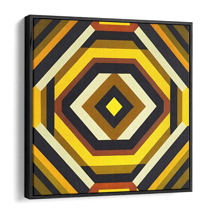 Golden Shadows Dance: Modern Abstract Geometric Black and Gold Canvas Art Print