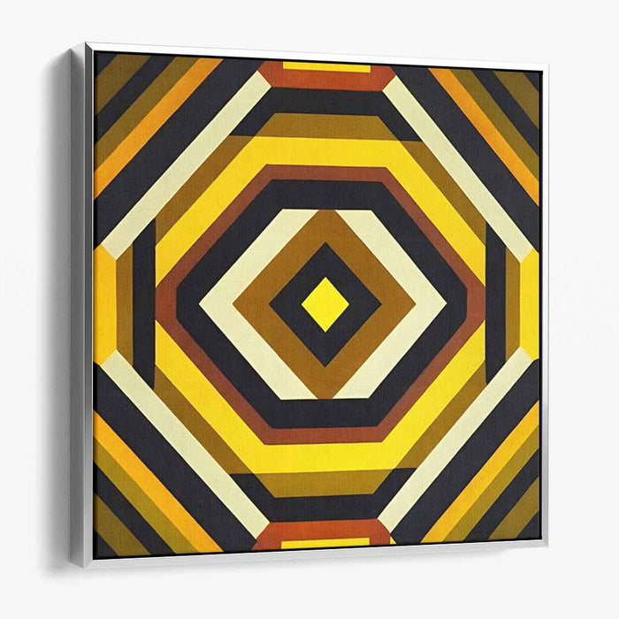 Golden Shadows Dance: Modern Abstract Geometric Black and Gold Canvas Art Print