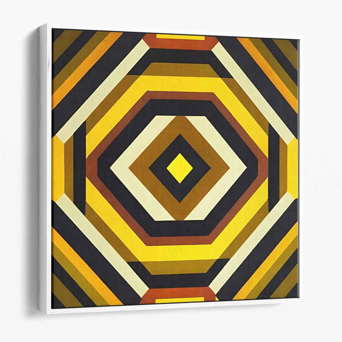 Golden Shadows Dance: Modern Abstract Geometric Black and Gold Canvas Art Print