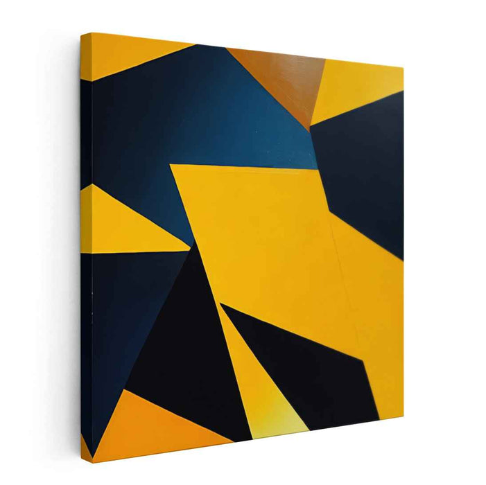 Vivid Color Symphony in Motion: Bold Yellow and Blue Abstract Canvas Art Print