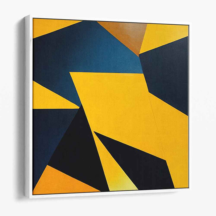 Vivid Color Symphony in Motion: Bold Yellow and Blue Abstract Canvas Art Print