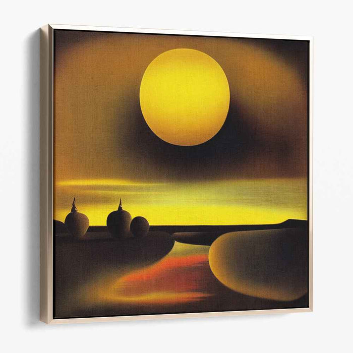 Dreamscape in Gilded Hues: Surrealist Golden Landscape Canvas Art Print