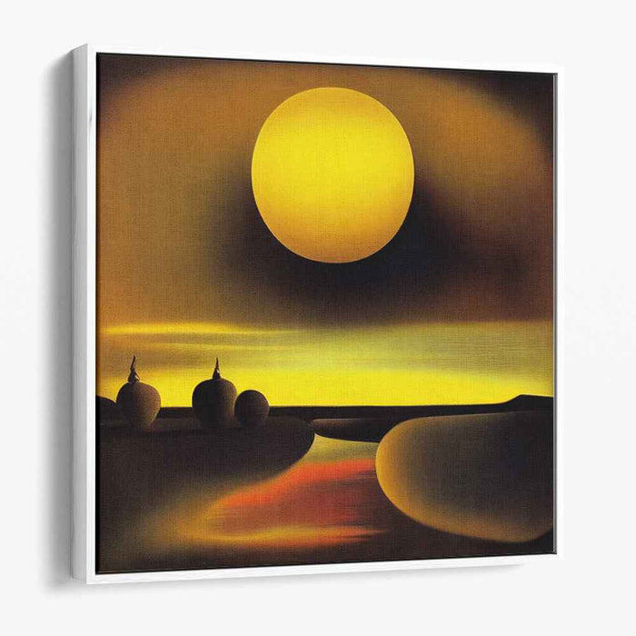 Dreamscape in Gilded Hues: Surrealist Golden Landscape Canvas Art Print