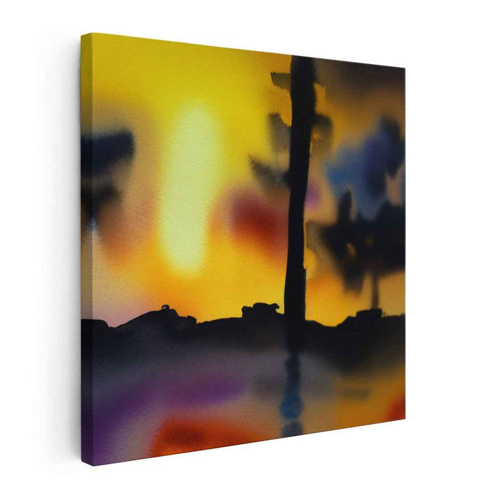 Dreamy Sunset: Abstract Impressionist Landscape Canvas Art Print