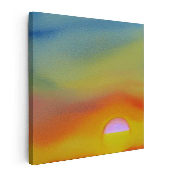 Liquid Skyline Symphony: Watercolor Horizon Canvas Art Print