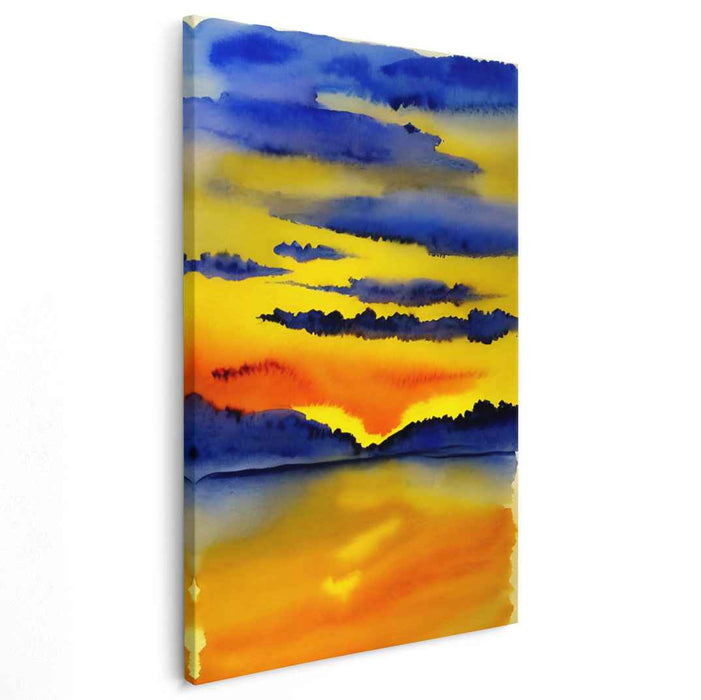Color Wash Seaside Serenity: Watercolor Horizon Canvas Art