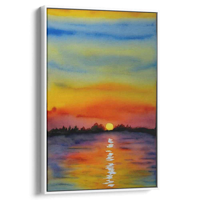 Aqua Ripples Mirage: Watercolor Reflections Canvas Art