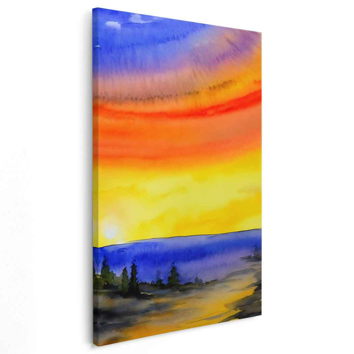 Chroma Mist: Watercolor Landscape Canvas Art