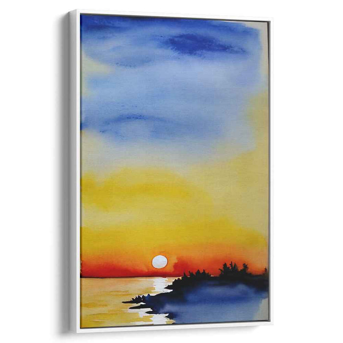 Serenity in Aquatic Brushstrokes: Tranquil Watercolor Landscape