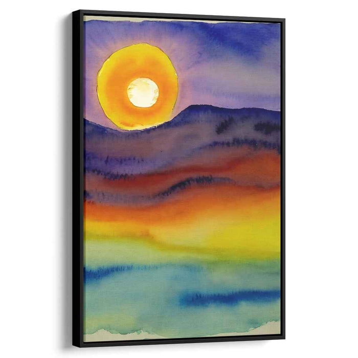 Tide's Last Embrace: Watercolor Sunset Canvas Art