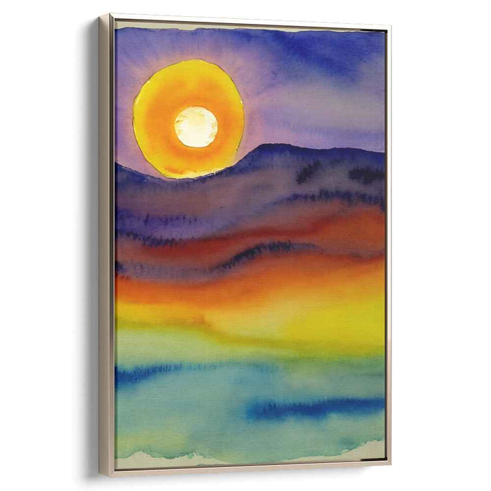Tide's Last Embrace: Watercolor Sunset Canvas Art