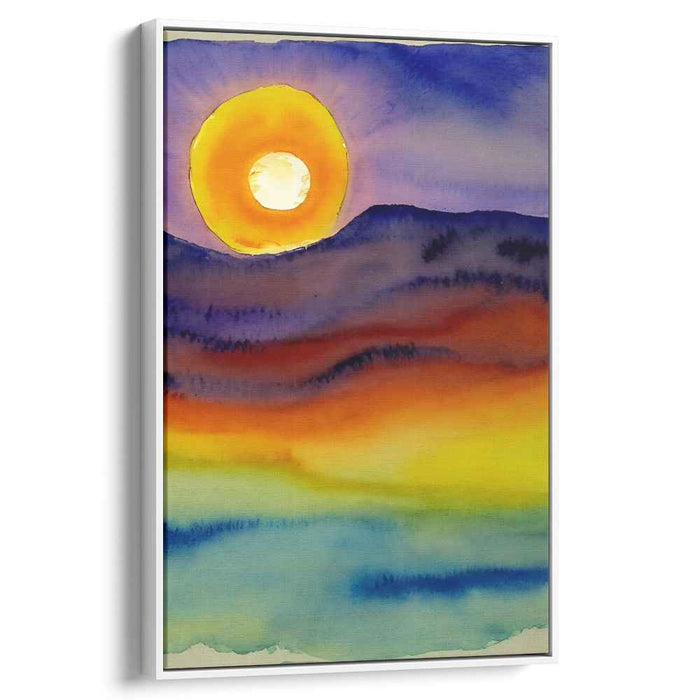 Tide's Last Embrace: Watercolor Sunset Canvas Art