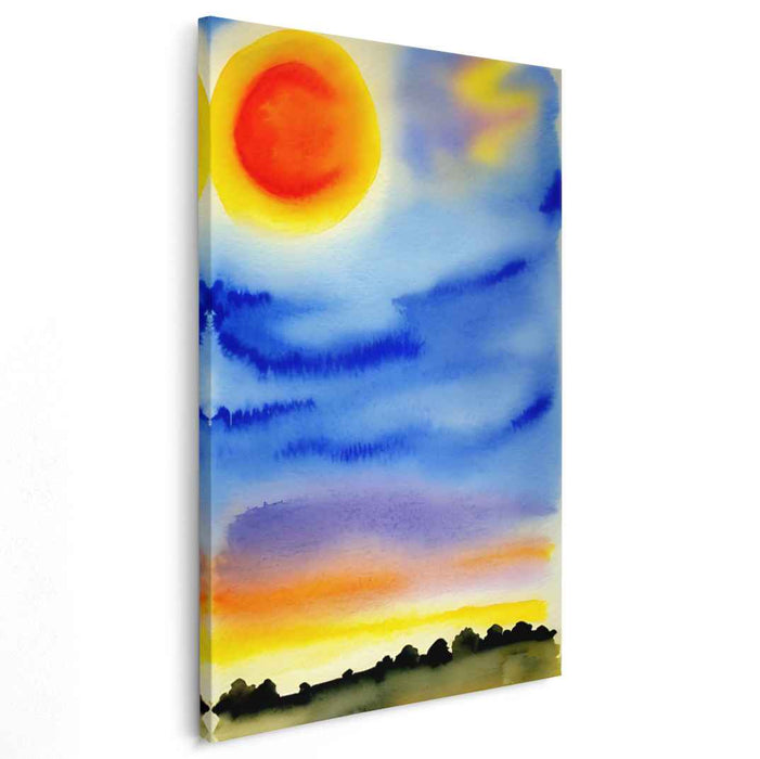 Tranquil Aquamarine Vista: Tranquil Horizon Watercolor Landscape