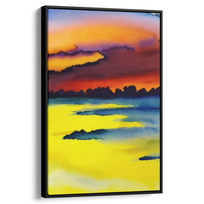 Rainbow Serenity: Vibrant Watercolor Landscape Canvas Art Print