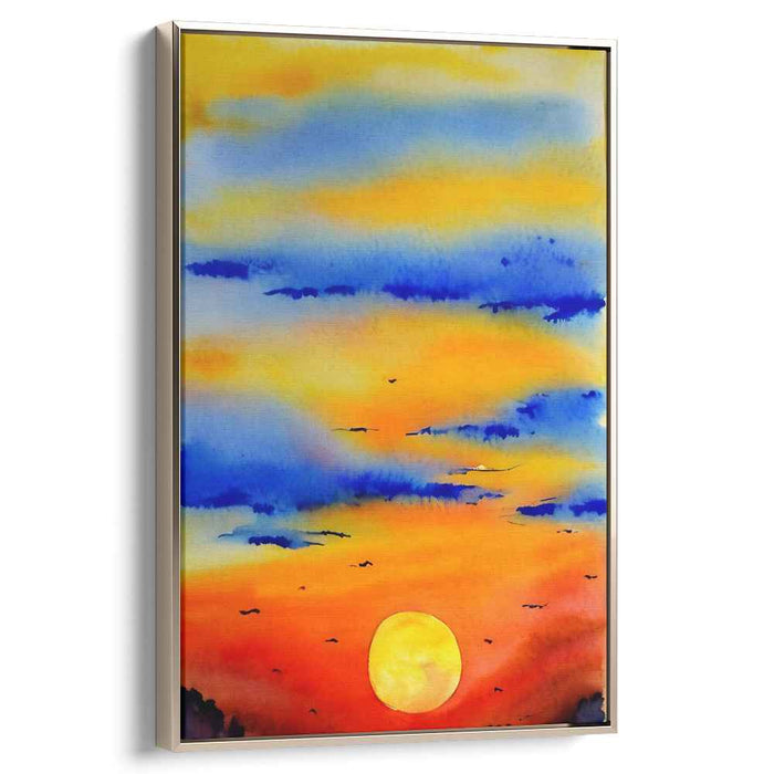 Chromatic Skyscape: Vibrant Watercolor Skyline Canvas Art