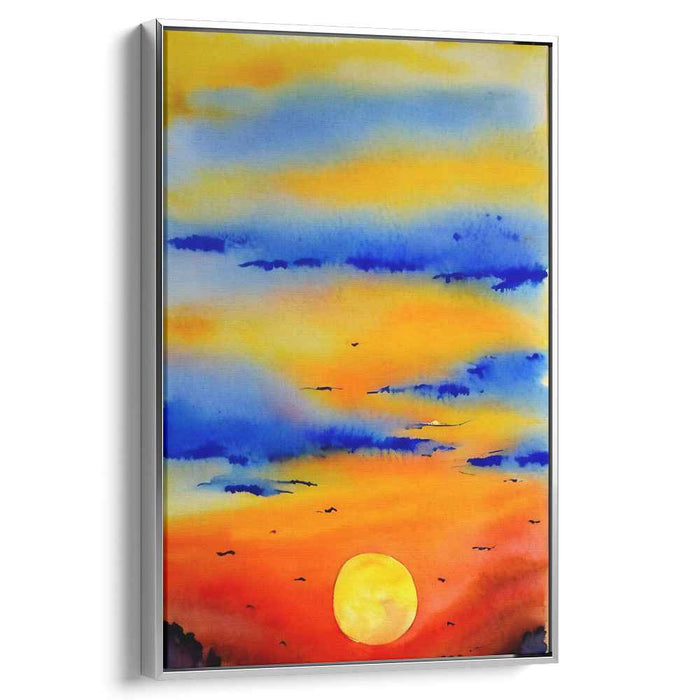 Chromatic Skyscape: Vibrant Watercolor Skyline Canvas Art