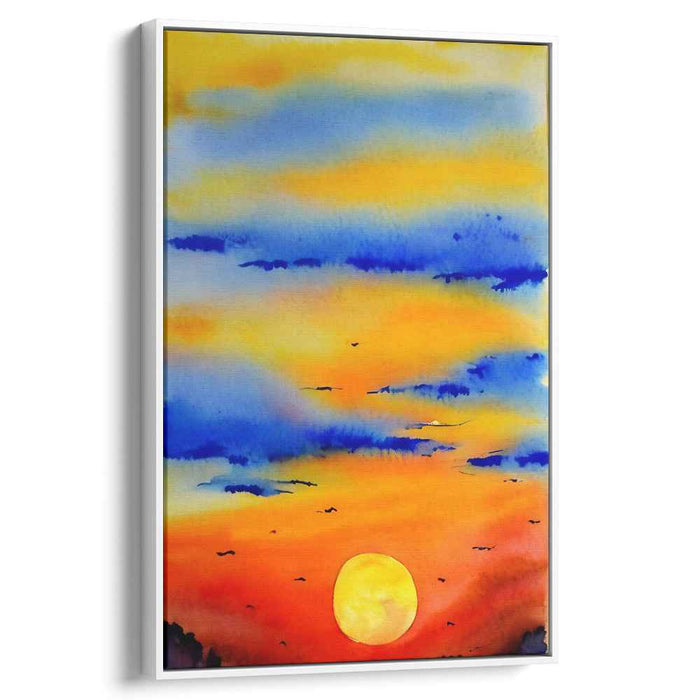 Chromatic Skyscape: Vibrant Watercolor Skyline Canvas Art