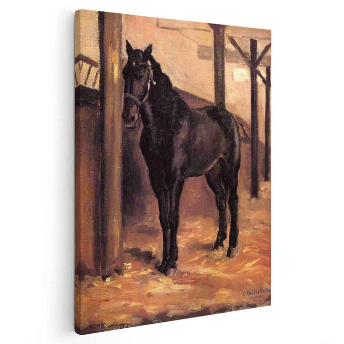 Yerres, Dark Bay Horse in the Stable by Gustave Caillebotte