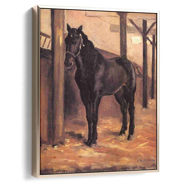 Yerres, Dark Bay Horse in the Stable by Gustave Caillebotte