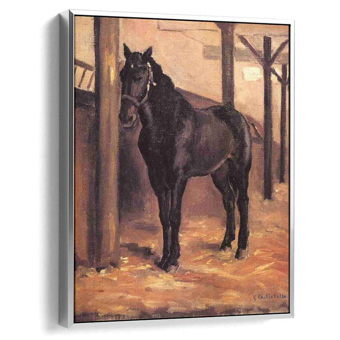 Yerres, Dark Bay Horse in the Stable by Gustave Caillebotte