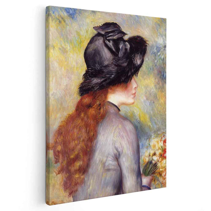 Young Girl Holding at Bouquet of Tulips (1878) by Pierre-Auguste Renoir