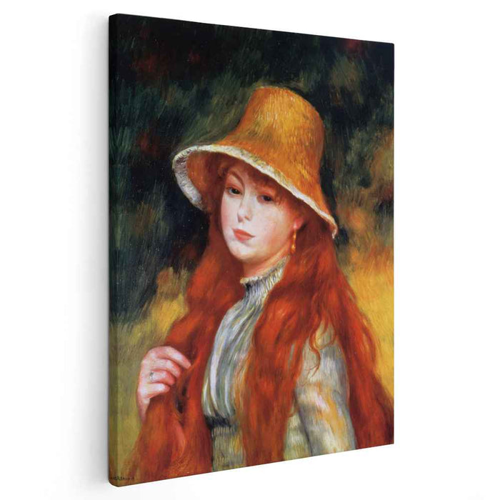 Young Girl in a Straw Hat (1884) by Pierre-Auguste Renoir