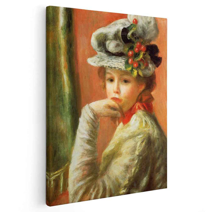 Young Girl in a White Hat (1891) by Pierre-Auguste Renoir