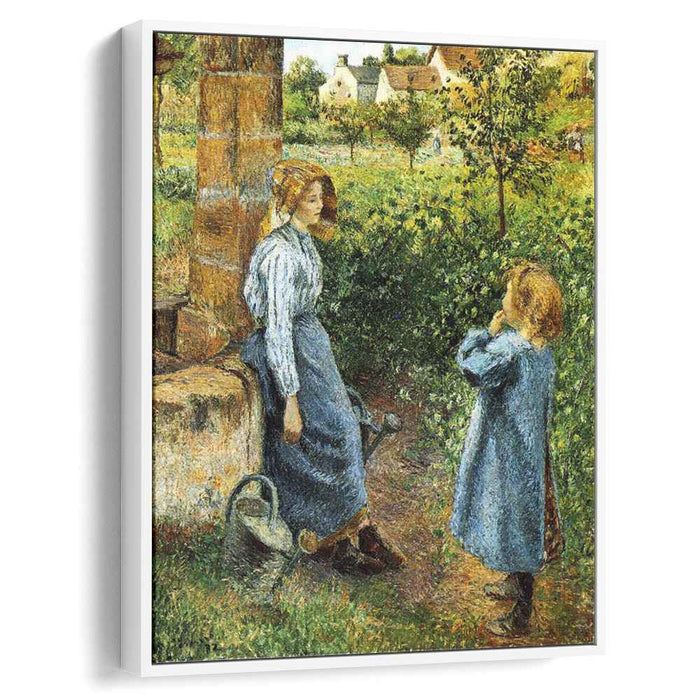 Young Woman and Child at the Well (1882) by Camille Pissarro